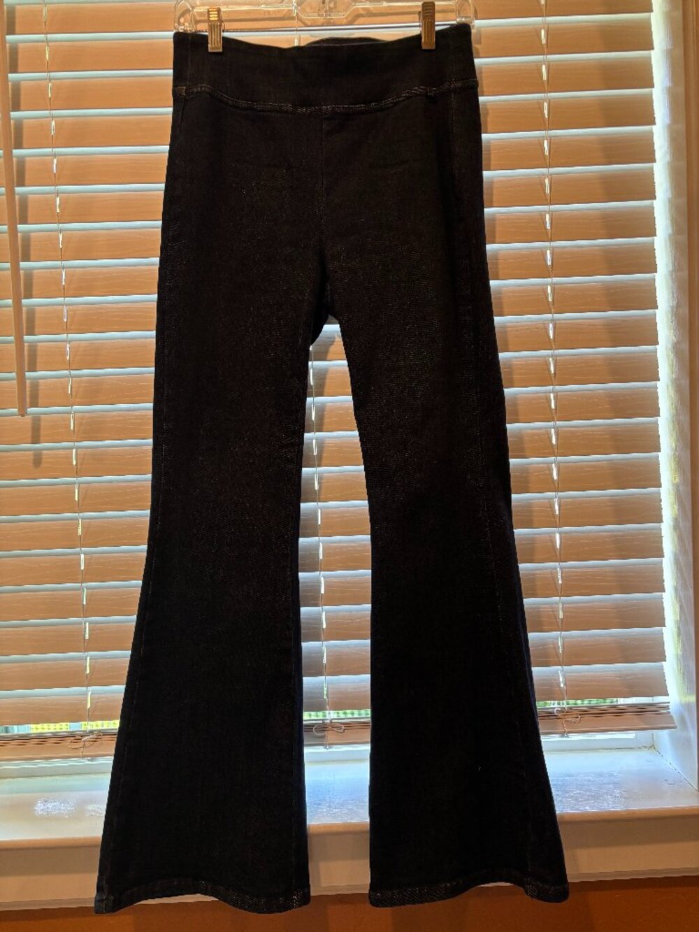 PETITE High Rise DNKY flared leg pull-on Jeans PM